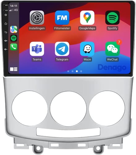 CarPlay autoradio geschikt voor Mazda 5 | 2005 t/m 2010 | Android 16 | Draadloos Apple CarPlay & Android Auto | 2GB + 32GB | QuadCore processor | Denago DNG-A36 | 2025 model | 2005 2006 2007 2008 2009 2010 | Bluetooth & Wifi