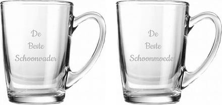Gegraveerde Theeglas 32cl De Beste Schoonvader- De Beste Schoonmoeder