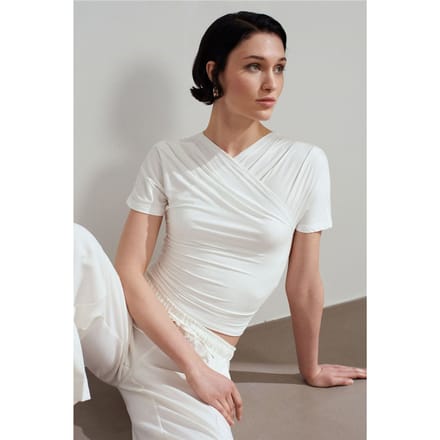 Slim Fit V-hals Jersey Blouse