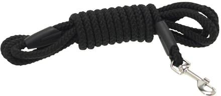 Sleeplijn touw van polypropyleen voor honden zwart diameter 8 mm lengte 3 m maat S