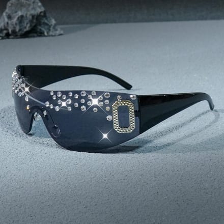 Strass Design Mode Dames Zonnebril Modieuze Buiten Strand elegante duurzame strakke hoge kwaliteit Bril gray
