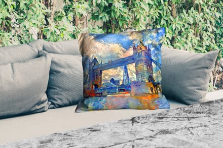 Sierkussen Buiten - Schilderij - Londen - Brug - Olieverf - 60x60 cm - Weerbestendig