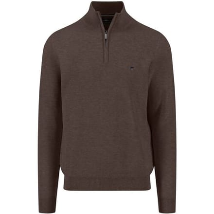 Fynch-Hatton Trui Troyer Zip Fine Allover Texture Earth / male