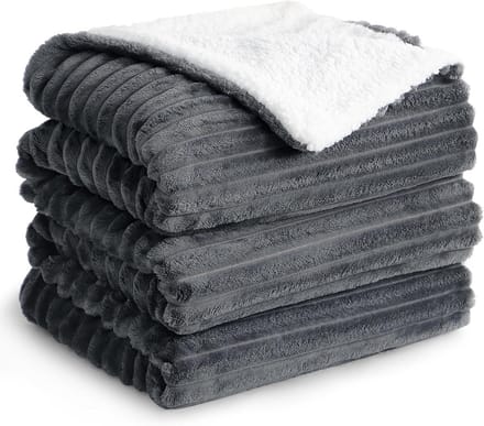 Extra Grote Pluizige Knuffeldeken - Warm Grijs Sherpa Fleece Kleed