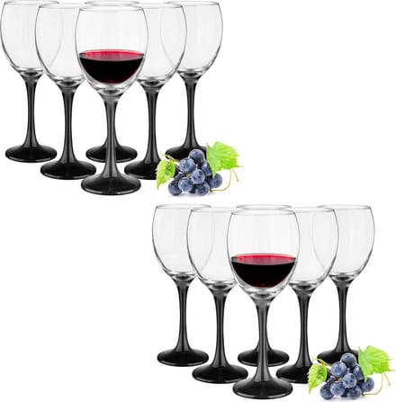 Glasmark Wijnglazen - 12x - Black collection - 300 ml - glas - rode en witte wijn