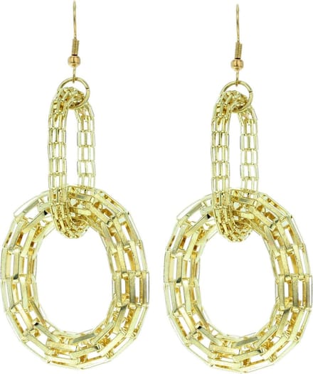 Behave - Dames oorbellen - Goudkleur lang ovaal - Statement stijl 7,5 cm