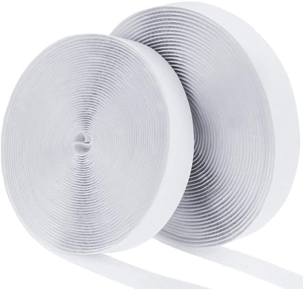 Cuhostki - zelfklevende klittenband - 25m 2.5cm - wit - strakke houden voor interieur