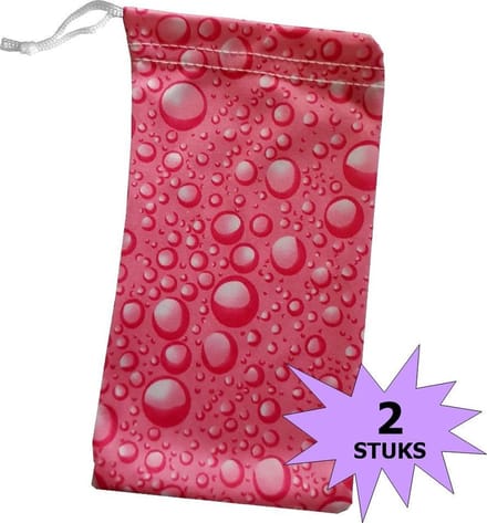 Fako Bijoux® - Microvezel Brillenhoes - Druppels - 18x9cm - Roze - 2 Stuks