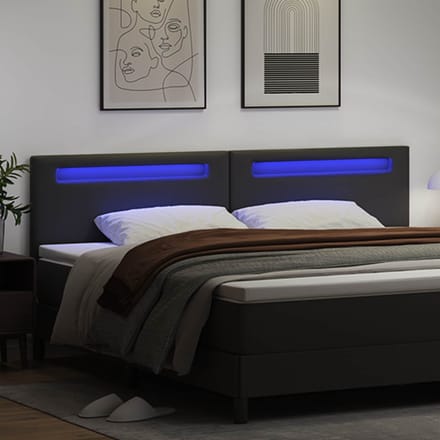 vidaXL - LED - Hoofdbord - Zwart - Kunstleer