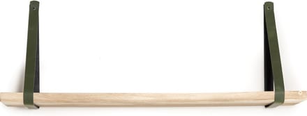 Wandplank Suar hout - 60cm x 17,5cm x 3cm incl. groene leren dragers