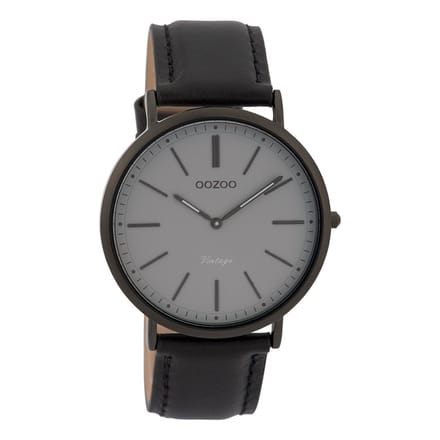 Zwarte OOZOO horloge met zwarte leren band - C9319