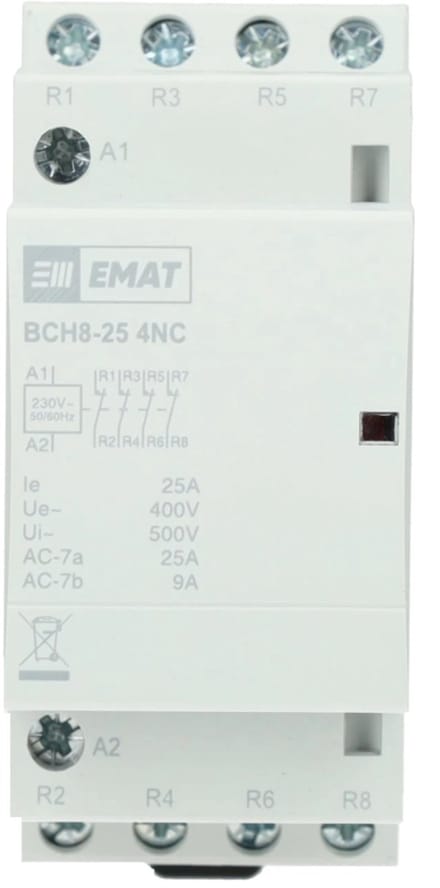 EMAT magneetschakelaar 230/400V 25A 0 maak en 4 verbreek (85010007)
