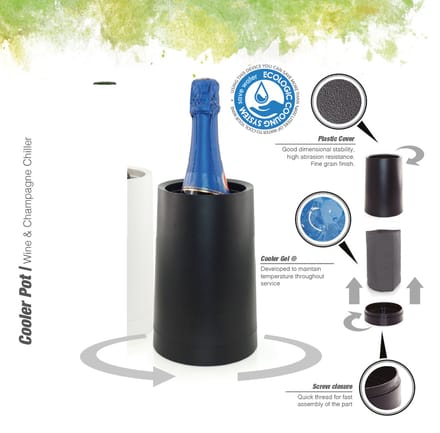 Pulltex Coolerpot zwart innovatieve wijnkoeler gelpack
