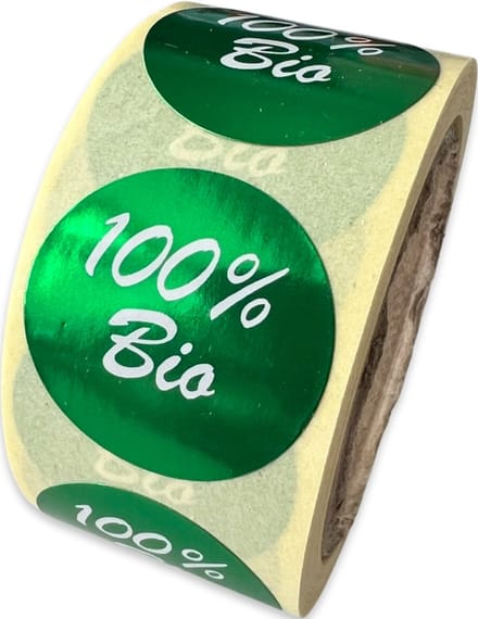 Bio sticker op rol - 250 Stuks - 25mm - voedseletiket - HACCP