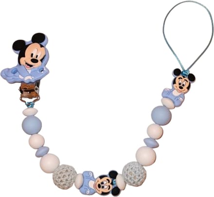 Speenkoord met Mickey ® – Dubbele Draad - baby blauw