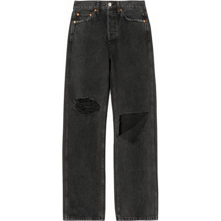 RE/DONE 90s High Rise Loose Washed Blk With Rip Taglia: 24 | Jeans straight fit Outlet | Donna | Bianco
