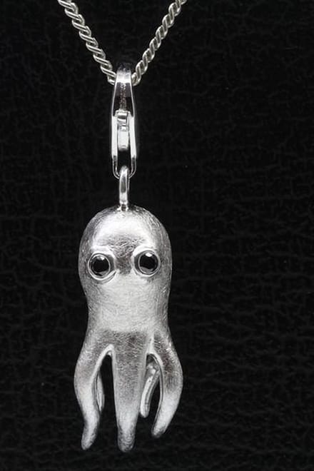 Zilveren Octopus mat hanger én bedel
