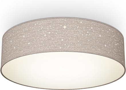 B.K.LICHT - Decoratieve Plafondlamp - met sterrenhemel effect - kinderkamer lamp - taupe - rond - 2x E27 fitting - Ø38cm