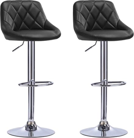 Barkruk - Rugleuning - Ergonomisch - Verstelbaar - Zithoogte 60-82cm - Zwart