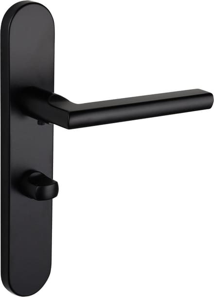 Lavuzo deurkruk Teramo Zwart met afgerond schild WC63/8 badkamersluiting | Per set | Deurklink met schild