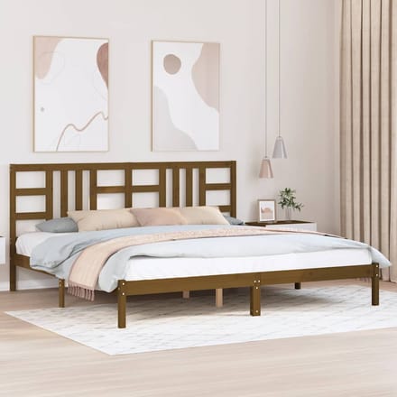 vidaXL - Bedframe - massief - hout - honingbruin - 200x200 - cm