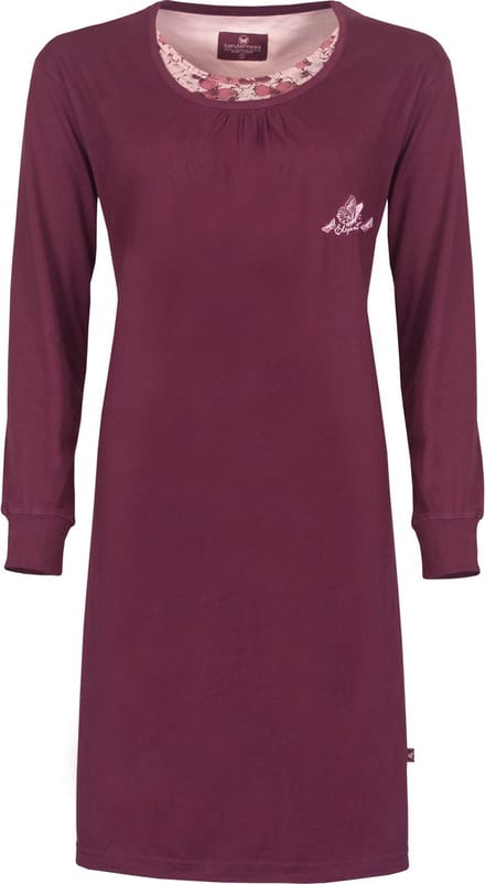 Tenderness Dames Nachthemd - Katoen - Bordeaux Rood - Maat M