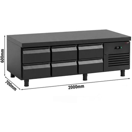 GGM Gastro Kühlunterbau - 2000mm - 288 Liter - 6x GN 1/1 Schubladen - Mattschwarz
