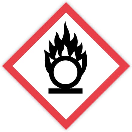 Gevaarsetiketten GHS 03 Oxiderend - Oxidizing - Formaat 25 x 25 cm