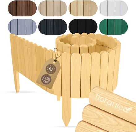 Floranica borderrand hout - 30 cm hoog - 200 cm - naturel - flexibele tuinafscheiding - graskant - rolborder