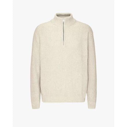 Merino trui 1/4 ritssluiting Colorful Standard Ivory White