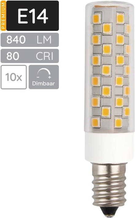 SPL E14 LED Lamp 6W Dimbaar - Neutraal Wit - 840lm - LED Buislamp T18 - 10 Stuks