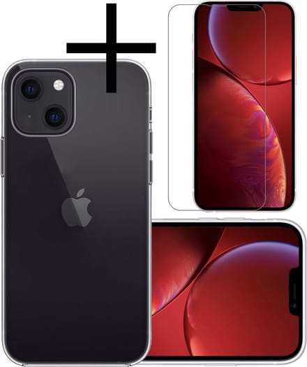 Hoesje - Met Screenprotector - Geschikt voor Apple iPhone 14 Plus - Sterk & Shockproof - Back Cover - Siliconen Case - Telefoon Hoes - Transparant