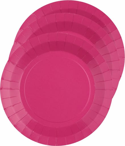 Santex Bordjes karton - 10x - rond - fuchsia roze - 22 cm - feestbordjes