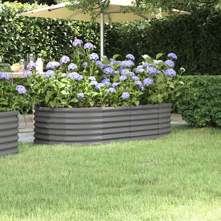 vidaXL - Plantenbak - 152x80x36 - cm - gegalvaniseerd - staal - grijs