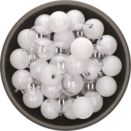 Decoris kerstballen - 25x stuks - 6 cm -kunststof - wit