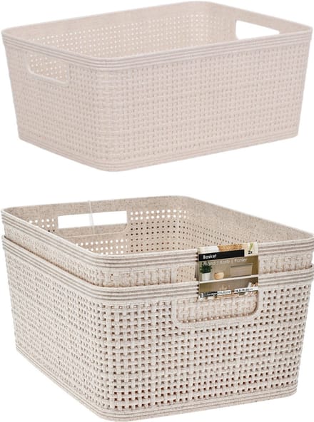 Koopman Serie - Universele Opbergmand - 24,5x19x10cm - Beige - Set van 2