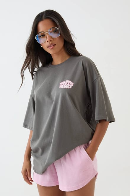 Dames Dsgn Studio Sport Bubble Print Oversized T-shirt | Houtskool | Maat: Large