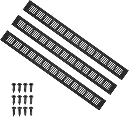 Set van 3 Zwarte Aluminium Ventilatiegrille voor Kast en Deur - 50x500mm