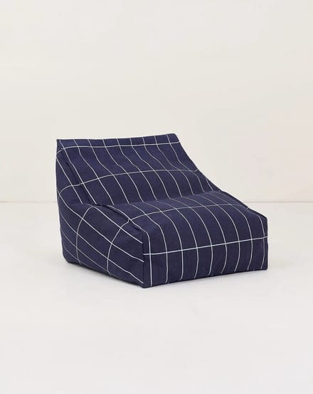 Nobodinoz Zitzak/Beanbag Vibes Kid Size - 74x40x60cm - Navy Blue Grid