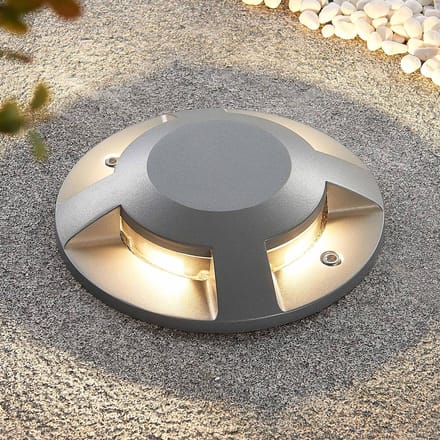 Lucande LED-vloerspot Jeffrey, zilver, 4 lichtuitgangen
