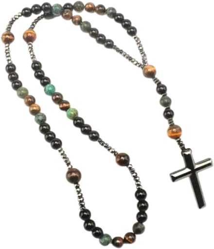 Rozenkrans- ketting -obsidiaan - tijgeroog - Charme Bijoux