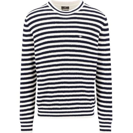 Fynch-Hatton Trui Round Neck Striped Bouclé New Off White / male