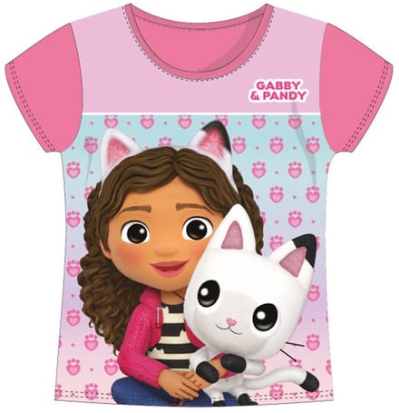 Gabby's Dollhouse Pandy Pink kort kindershirt, top 6 jaar
