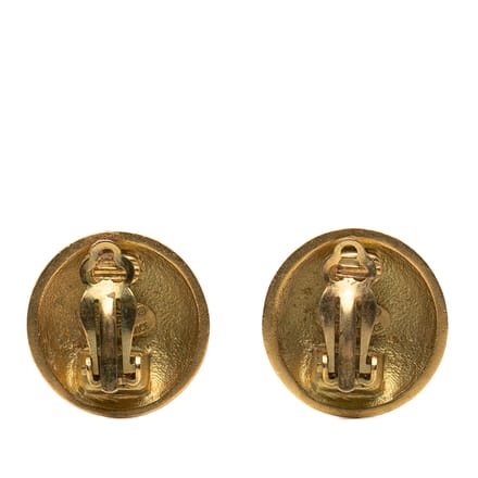 Tweedehands Cc Gouden Plated Ronde Clip On Oorbellen