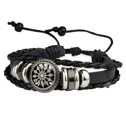 "Zwarte leren" - armband(UA4133)