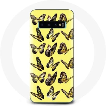 Hoesje voor Samsung Galaxy s10 plus Vlinders Gele Achtergrond