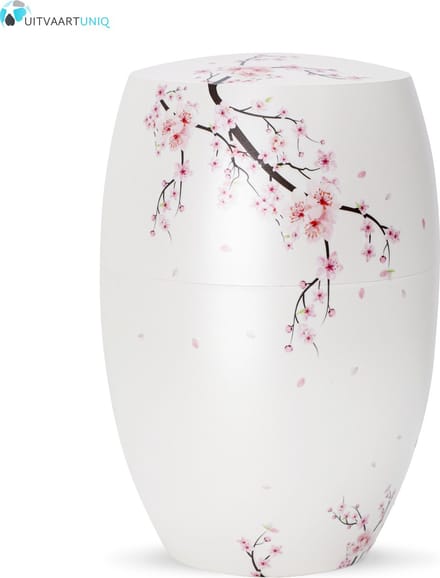 Urn glanzend wit kersenbloesem - bio