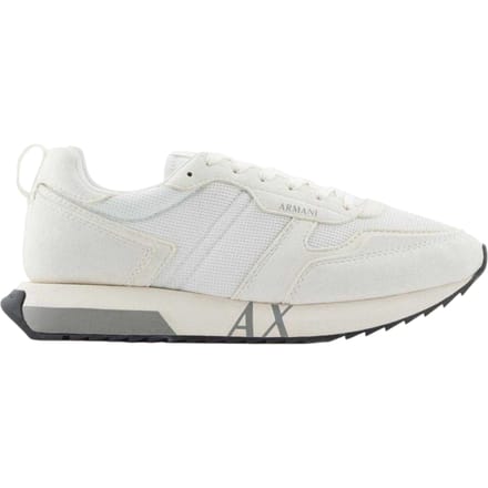 Armani Exchange Heren-sportschoenen van mesh met contrasterende zool (Gebroken wit)