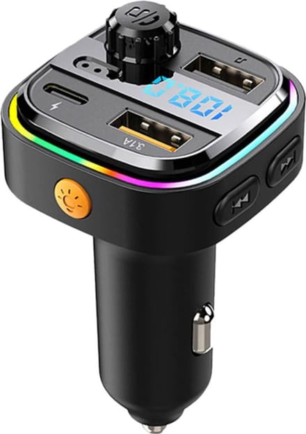 LISM-Auto-adapter met Bluetooth MP3-speler, handsfree bellen-functie, USB- en Type-C-autolader en multifunctionele FM-zender.