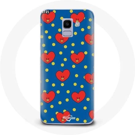 Coque pour Samsung Galaxy A8 2018 BTS Bangtan Garçons BT21 TATA de V Fond Bleu